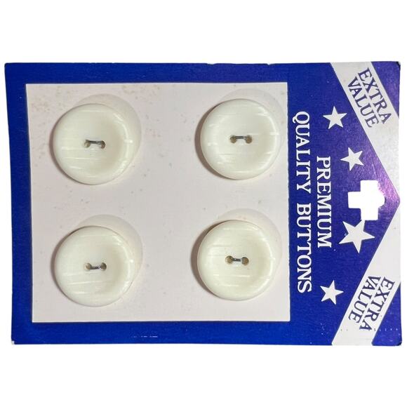 Vintage Cream White Textured Buttons 4pc Card Two Hole Three Quarter - Picture 4 of 5